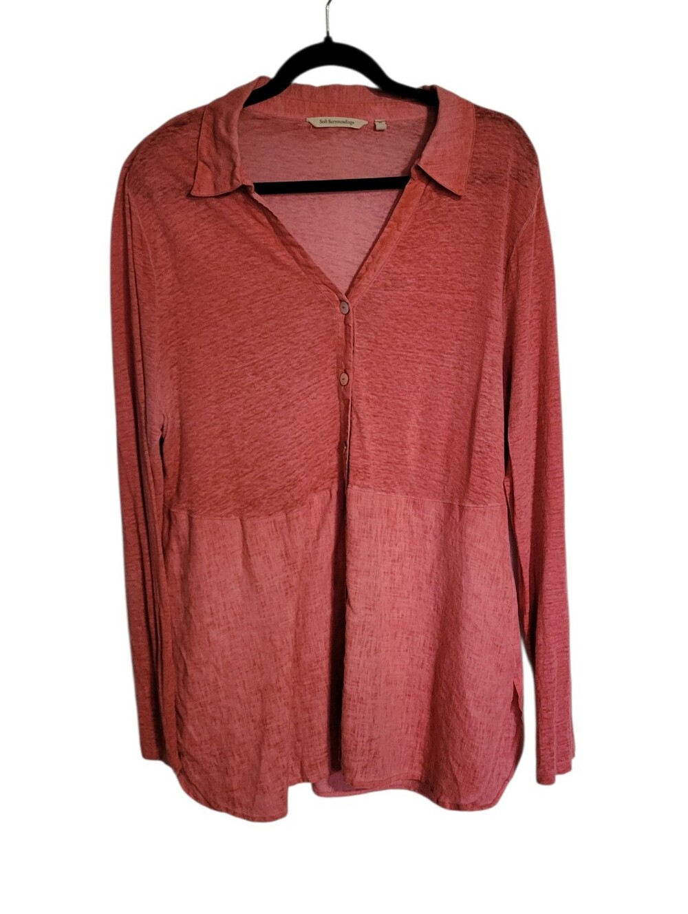 Soft Surroundings Coral Linen Top